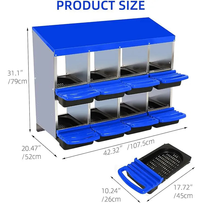 GARVEE Premium 6/8/10-Hole Chicken Nesting Box - Metal Coop with Roll Away Design for Easy Egg Collection & Ventilation, Perfect for Hens, Ducks & Chickens