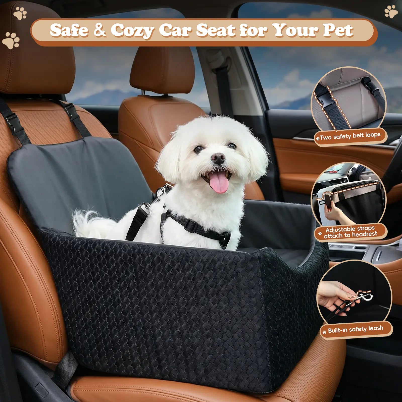 reversible dog car seat for small pets