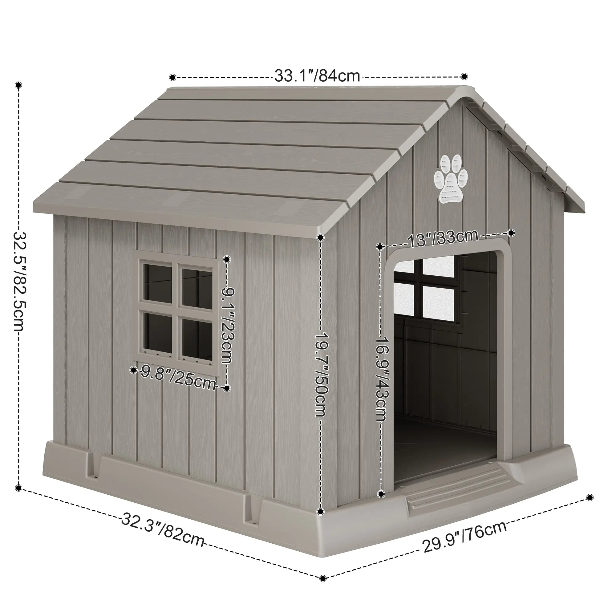 Durable Waterproof Dog House for All Sizes - Easy Clean, UV Resistant, Elevated with Air Vents & Drainage Holes
