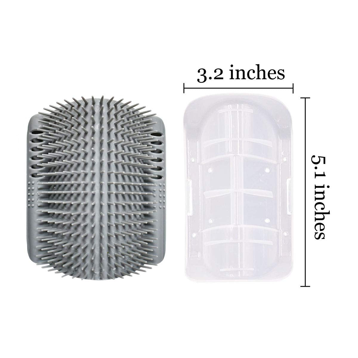 2 Pack Catnip Wall Corner Massage Comb & Scratcher - Soft Grooming Brush Tool for Cats & Dogs (Gray)