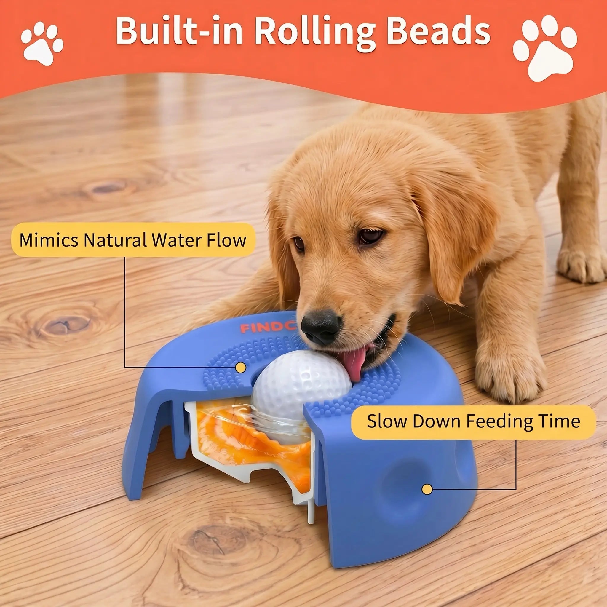 FINDCUTE 3-in-1 Slow Feeder Dog Lick Bowl - Hygienic Silicone Design for Fast Eaters, Easy to Clean, Perfect for All Food Types