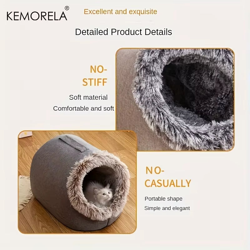 Cozy & Portable Cat Bed - Warm, Thickened Sleeping Haven with Handle
