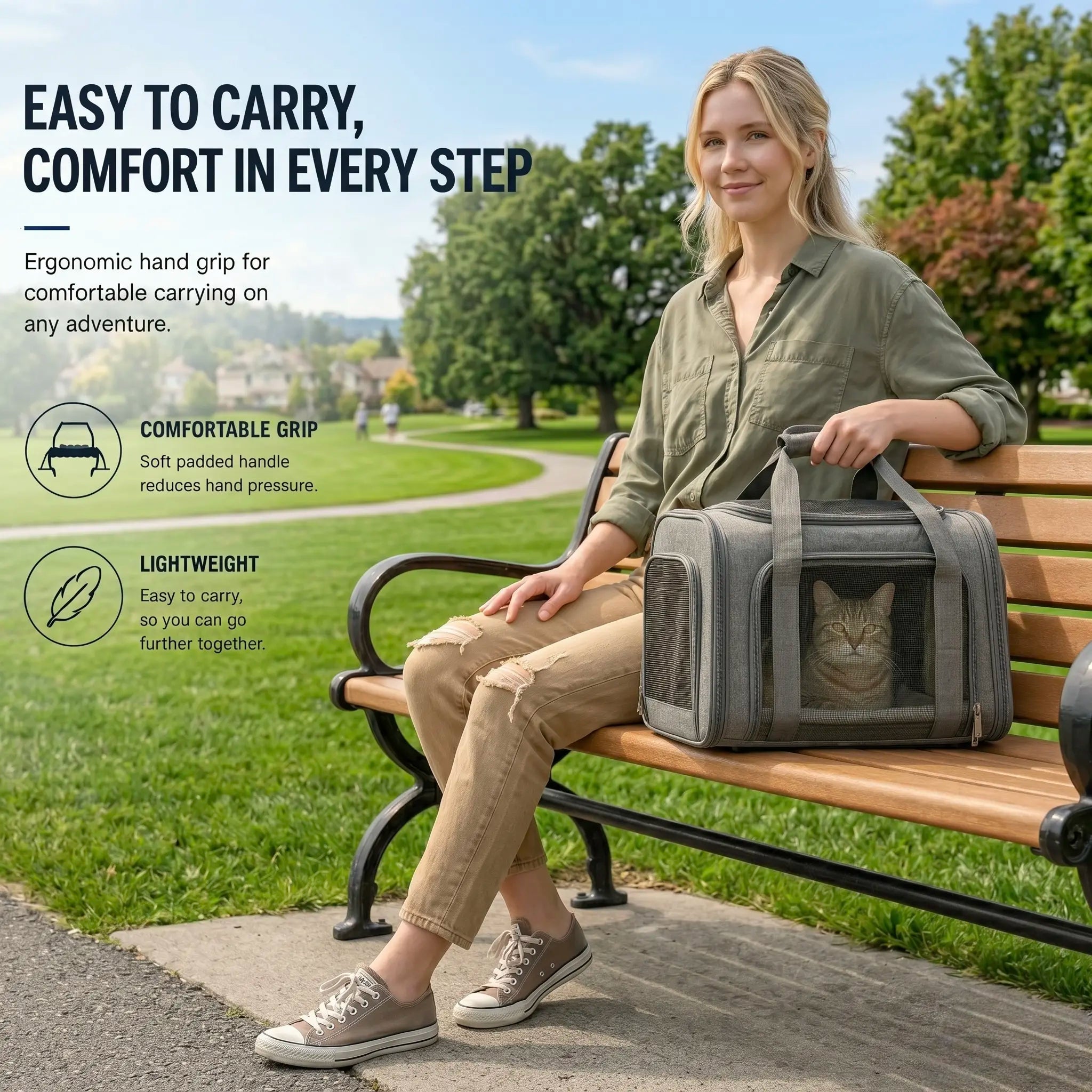 premium portable pet carrier for large cats small dogs