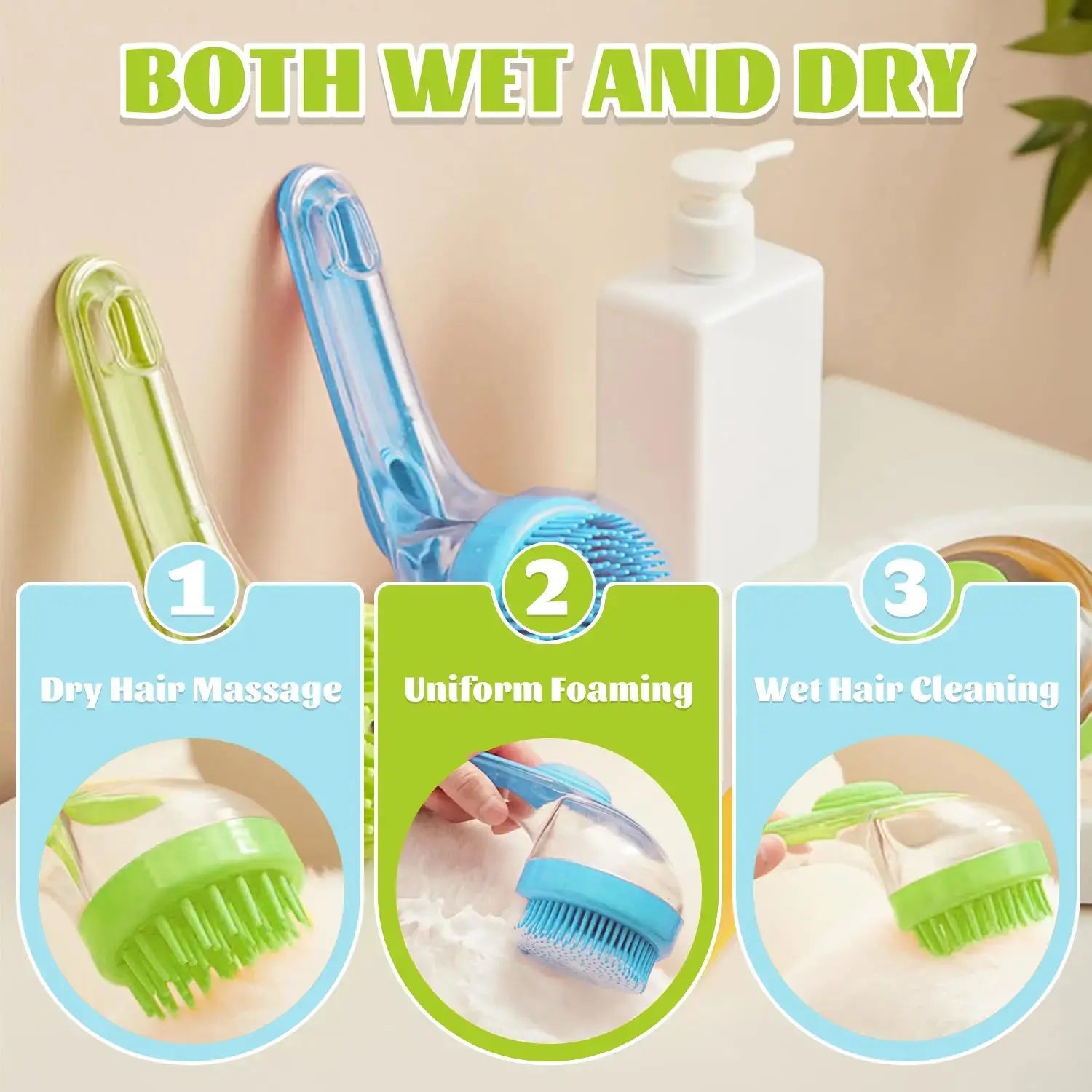 2-in-1 Pet Bath Brush with Shampoo Dispenser - Perfect for Dogs and Cats of All Fur Types!