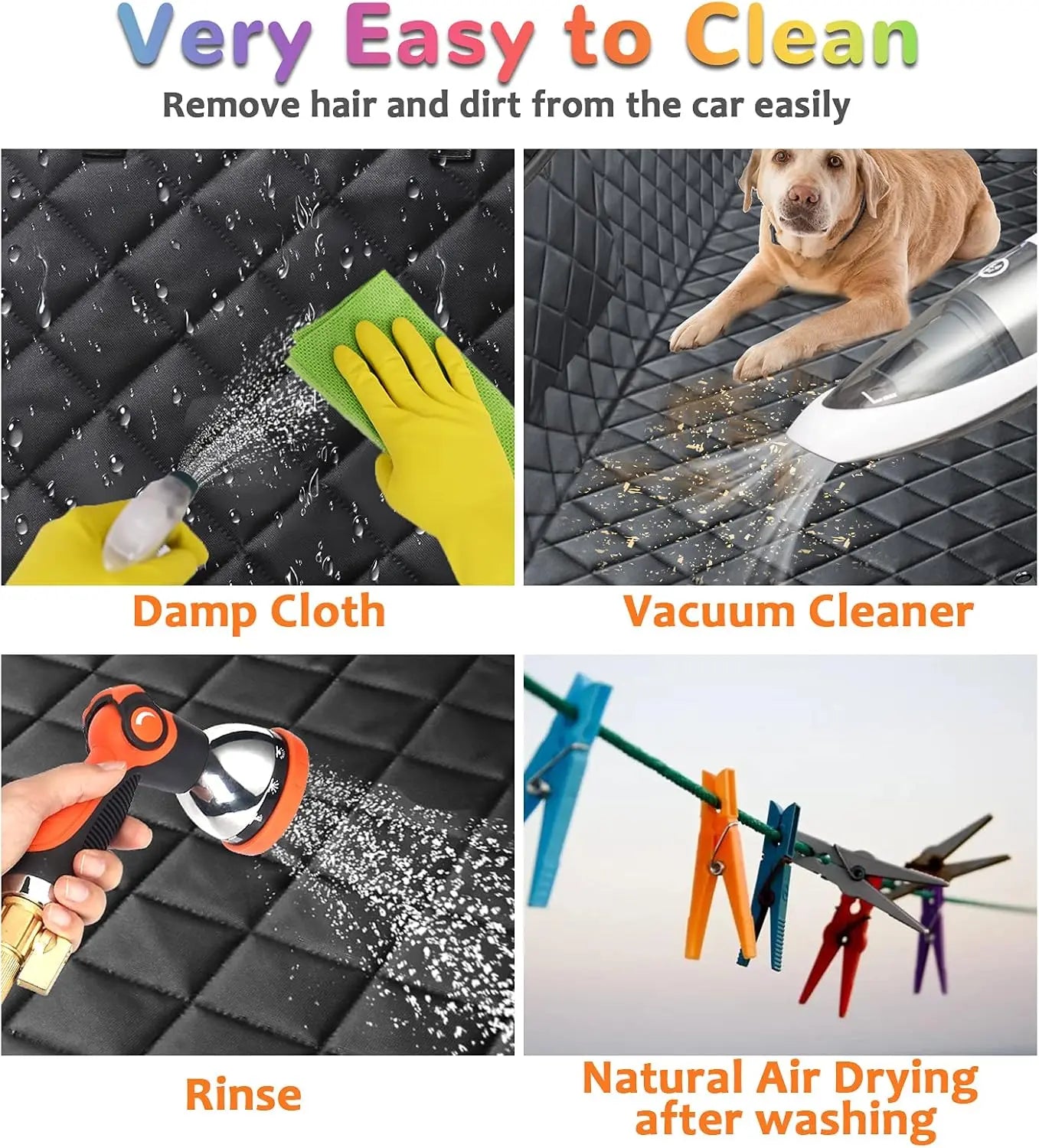 Premium Waterproof Dog Car Seat Cover - Scratchproof Hammock with 4 Storage Bags &amp; Non-Slip Backseat Protector for Cars, Trucks &amp; SUVs - Easy to Clean &amp; Install!