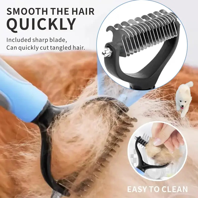 Ultimate Pet Grooming Brush - Double-Sided Deshedding &amp; Dematting Tool for Dogs &amp; Cats, Extra-Wide Undercoat Rake, Reduces Shedding by 95%
