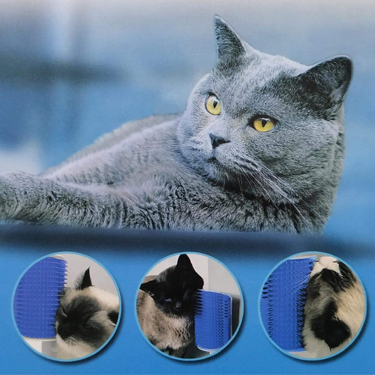 2 Pack Catnip Wall Corner Massage Comb &amp; Scratcher - Soft Grooming Brush Tool for Cats &amp; Dogs (Gray)