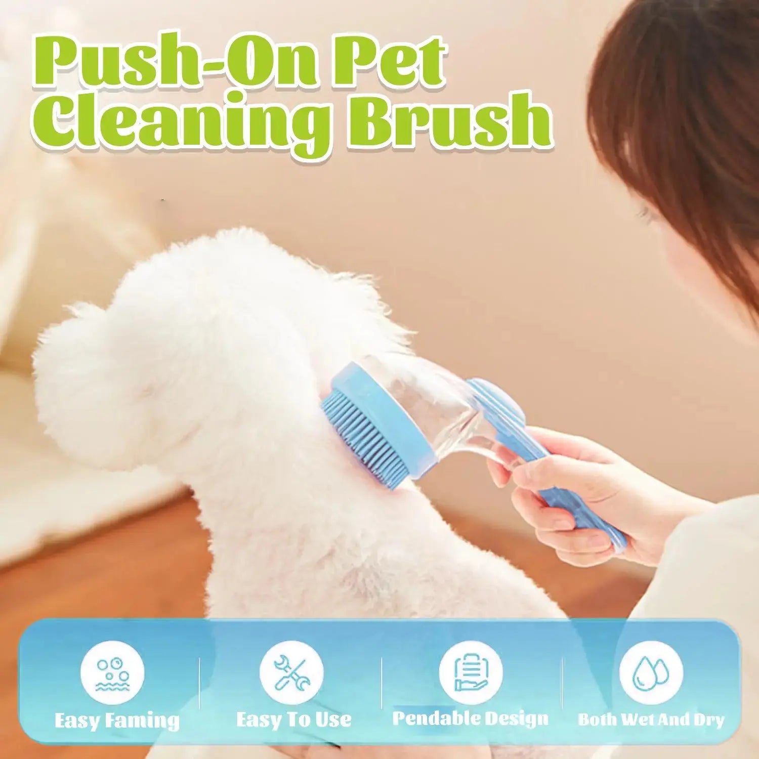 2-in-1 Pet Bath Brush with Shampoo Dispenser - Perfect for Dogs and Cats of All Fur Types!