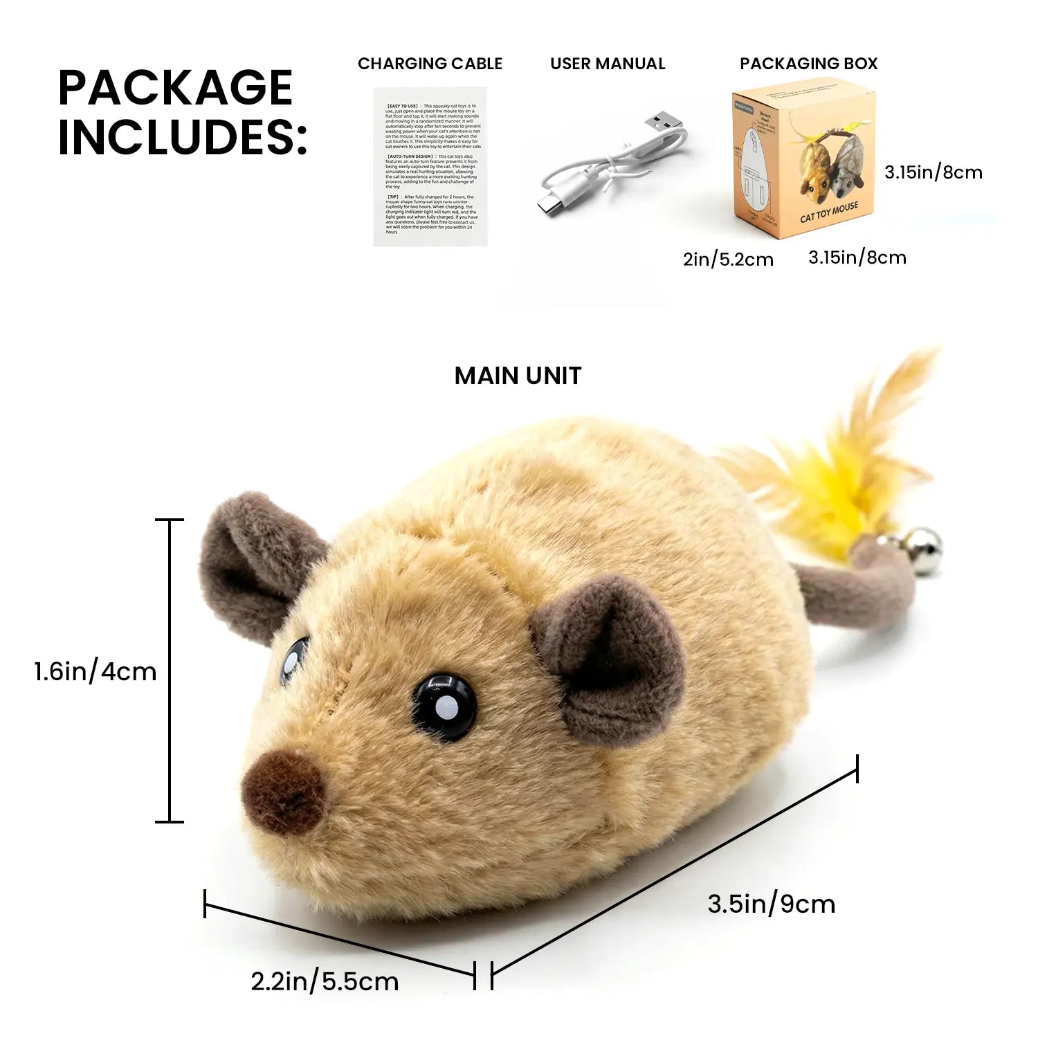 Exciting USB Rechargeable Cat Toy - Random Movement Mouse for Indoor Fun (Adapter Not Included)