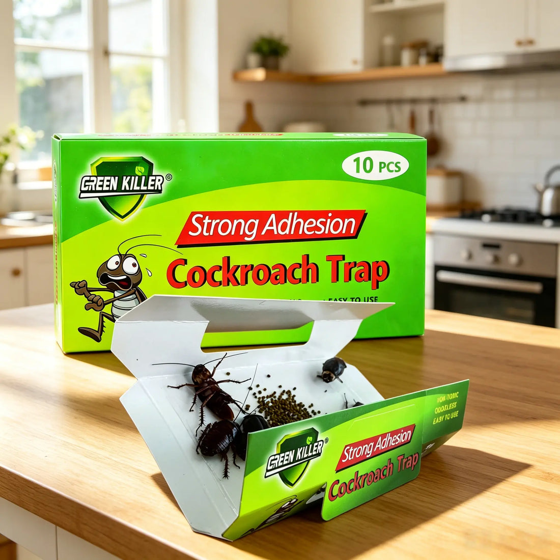 20 Pack Non-Toxic Roach Traps - Long Lasting Sticky Glue Traps with Bait for Home, Kitchen, Bathroom &amp; More - Safe for Kids &amp; Pets