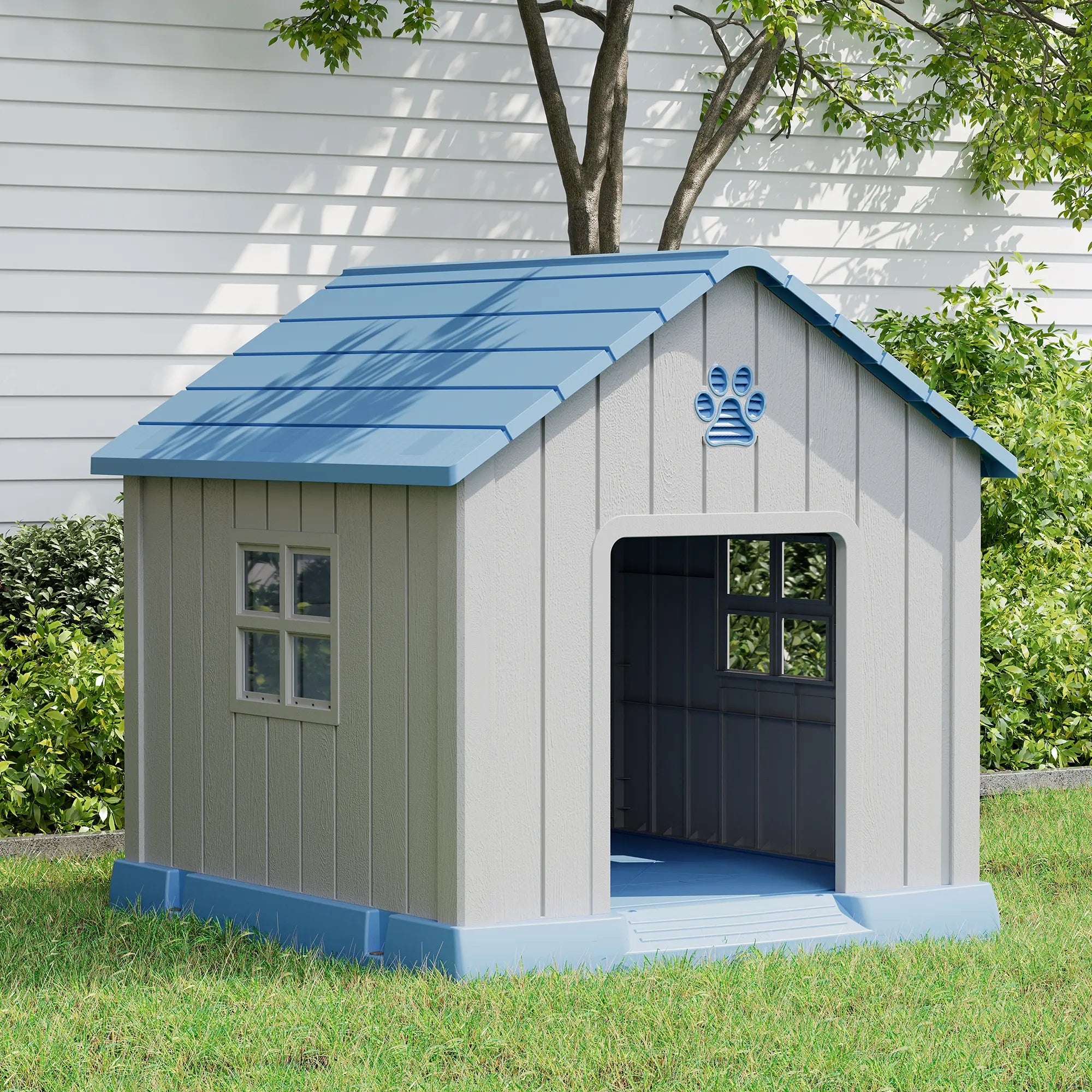 Durable Waterproof Dog House for All Sizes - Easy Clean, UV Resistant, Elevated with Air Vents &amp; Drainage Holes