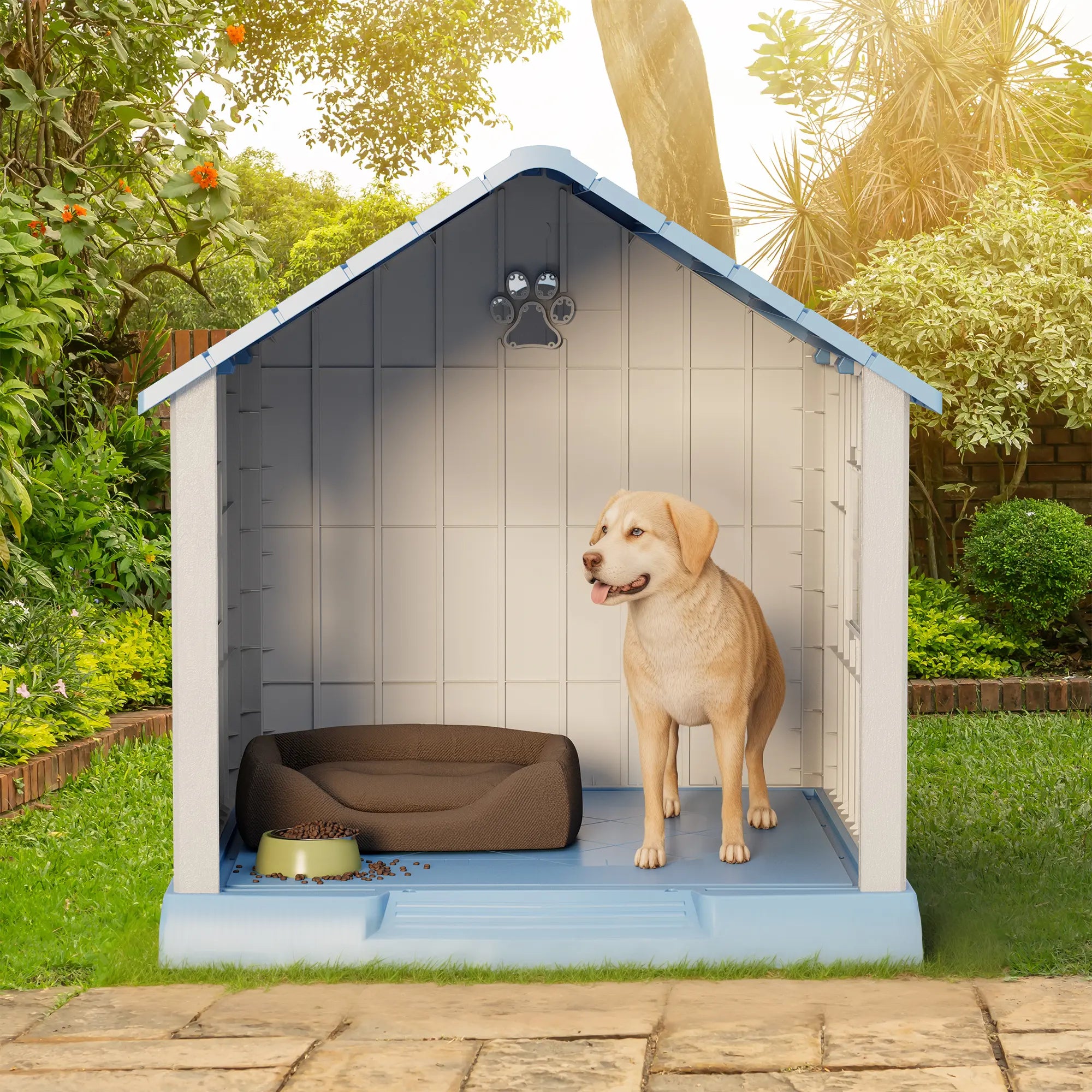 Durable Waterproof Dog House for All Sizes - Easy Clean, UV Resistant, Elevated with Air Vents &amp; Drainage Holes