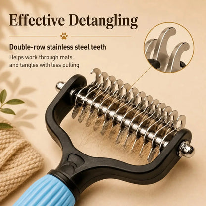 Ultimate Pet Detangling Comb for Dogs and Cats - Stainless Steel Grooming Tool for Effortless Hair Removal, Tangle-Free Coats, and Daily Shedding Care