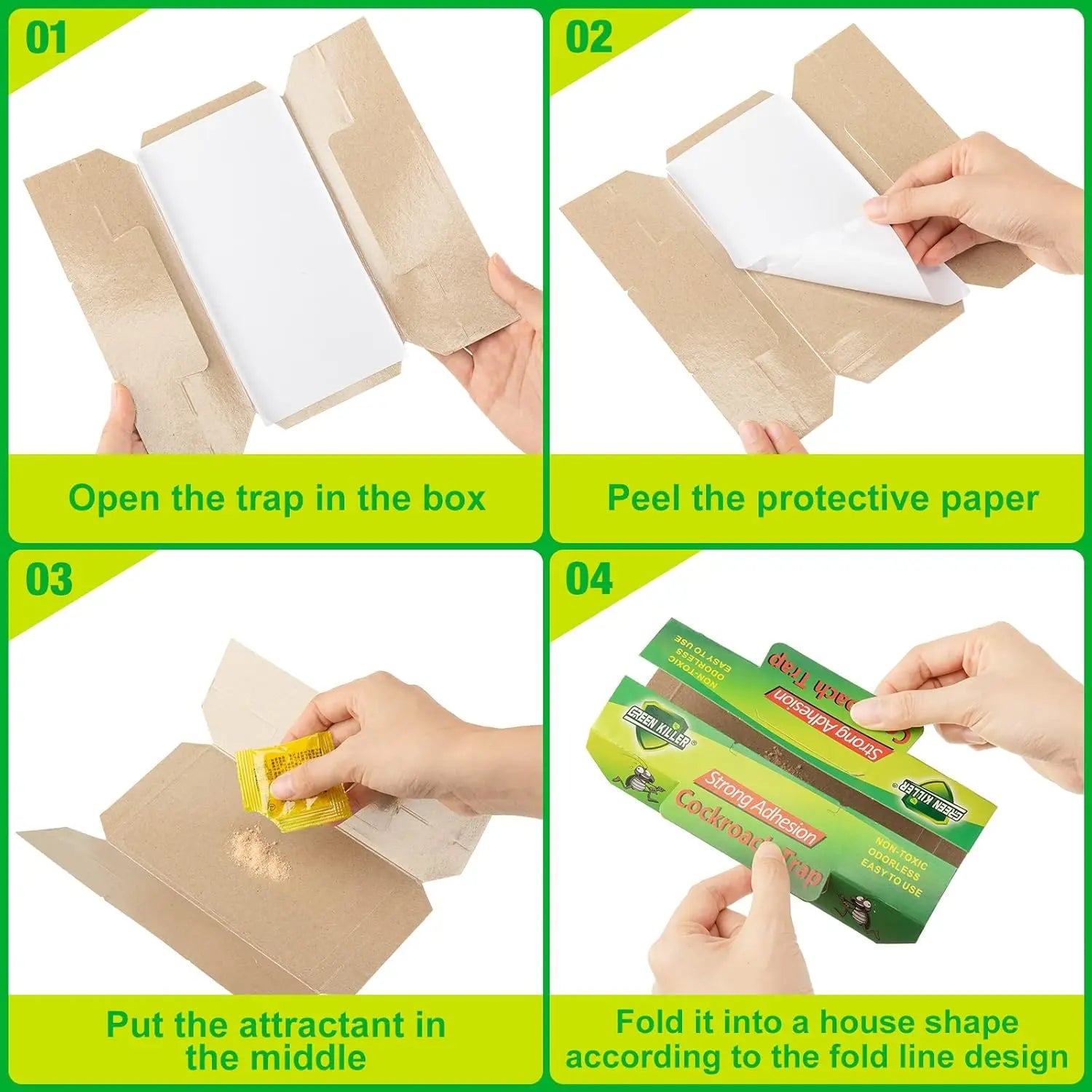 20 Pack Non-Toxic Roach Traps - Long Lasting Sticky Glue Traps with Bait for Home, Kitchen, Bathroom &amp; More - Safe for Kids &amp; Pets