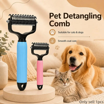 Ultimate Pet Detangling Comb for Dogs and Cats - Stainless Steel Grooming Tool for Effortless Hair Removal, Tangle-Free Coats, and Daily Shedding Care
