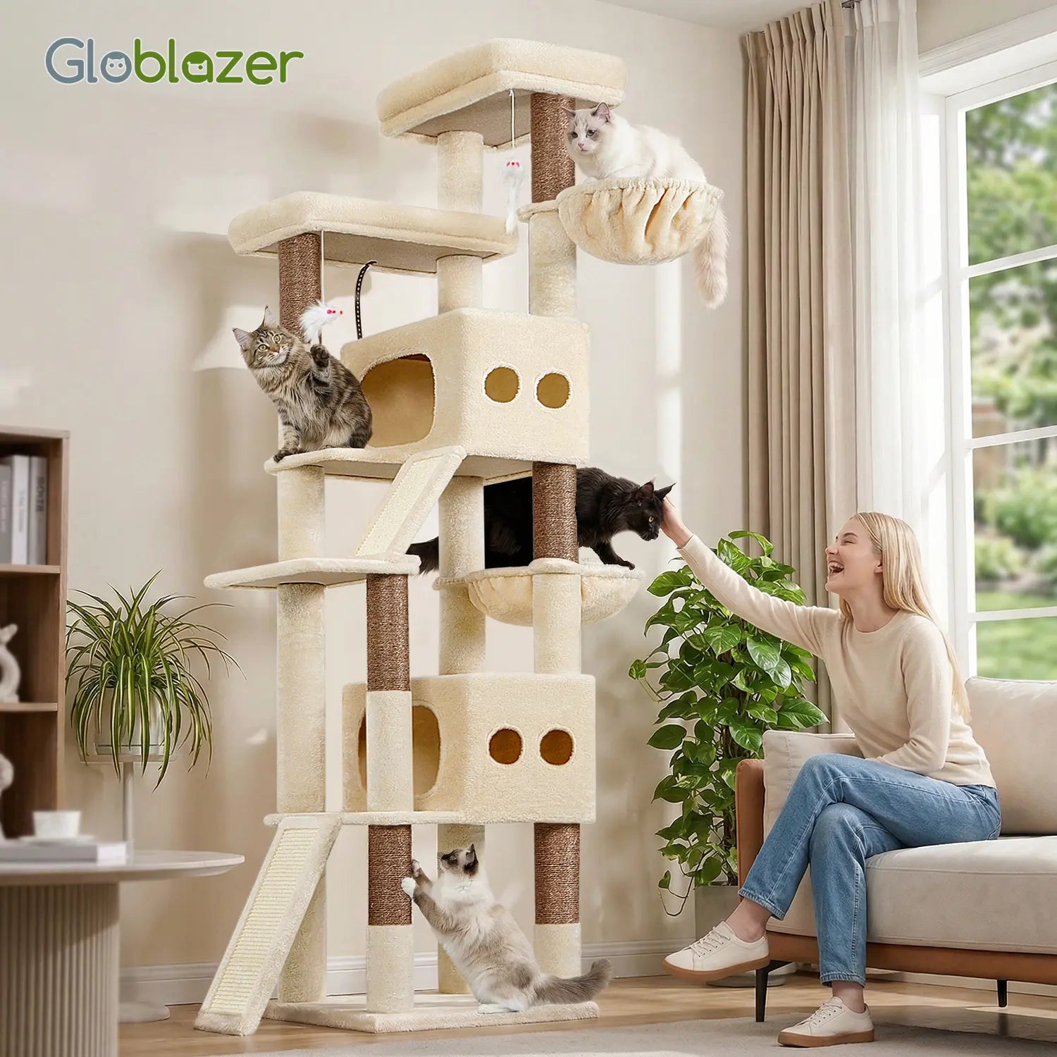 Ultimate 83-Inch Heavy Duty Cat Tower for Big Cats - Sturdy Multi-Cat Condo with Scratching Boards, Perfect for Maine Coons!