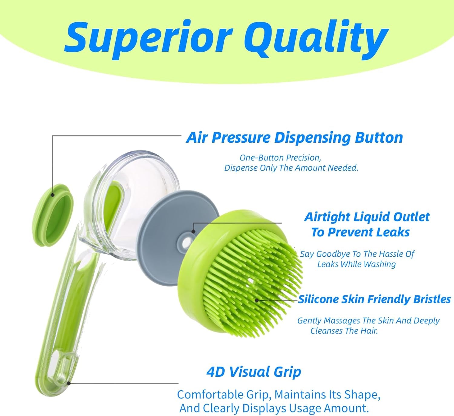 2-in-1 Dog Bath Brush with Soap Dispenser - Soft Silicone Grooming Scrubber for Dogs &amp; Cats - Perfect for Long &amp; Short Hair - Yellow