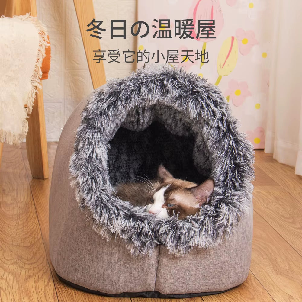 Cozy Self-Warming Winter Dog Bed &amp; Cat Sleeping Tent - Perfect Indoor Nest for Small to Medium Pets