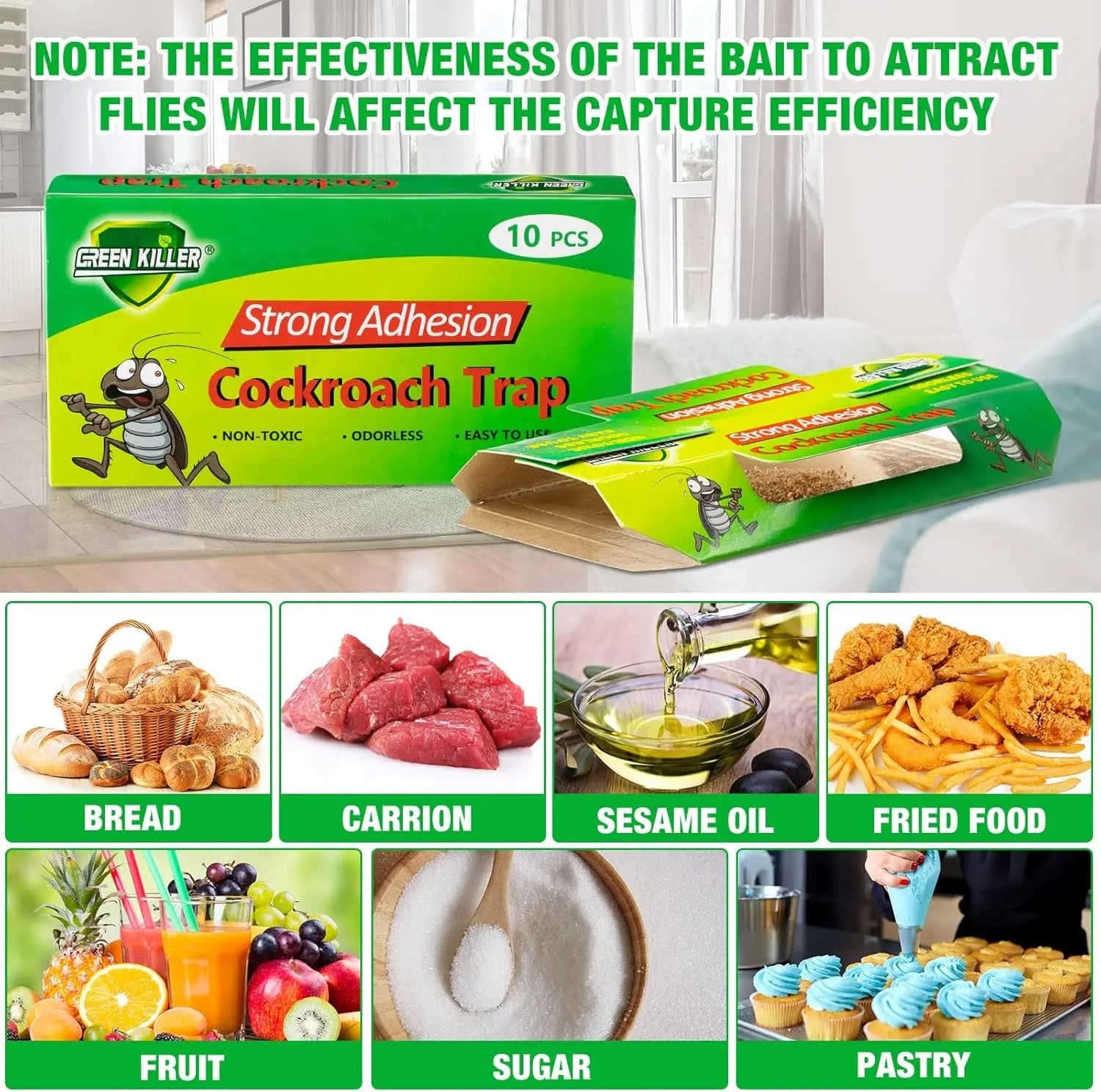 20 Pack Non-Toxic Roach Traps - Long Lasting Sticky Glue Traps with Bait for Home, Kitchen, Bathroom &amp; More - Safe for Kids &amp; Pets