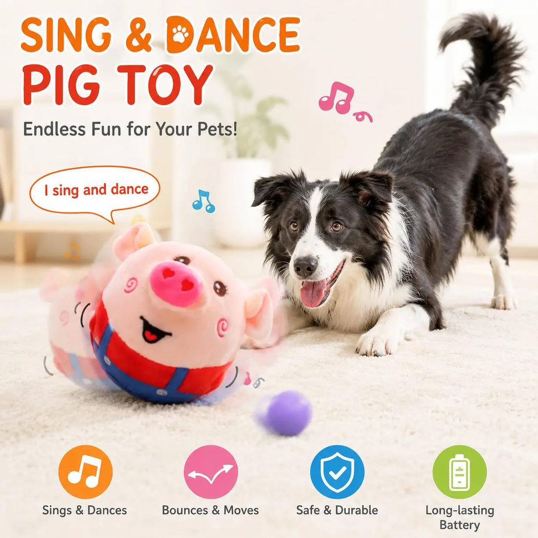 Exciting Interactive Pig Toy: Bounce, Sing, and Train Your Dog!