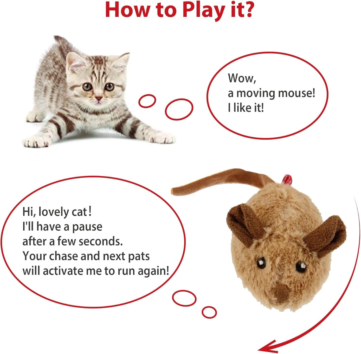 Exciting Interactive Cat Toy Mouse - Automatic Moving Squeaky Toy with Furry Tail for Indoor/Outdoor Fun!