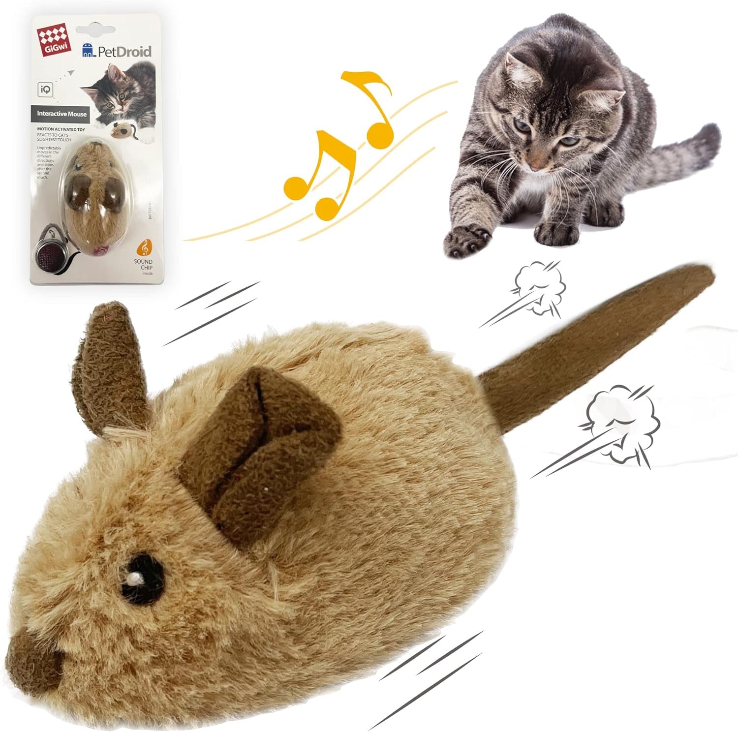 Exciting Interactive Cat Toy Mouse - Automatic Moving Squeaky Toy with Furry Tail for Indoor/Outdoor Fun!