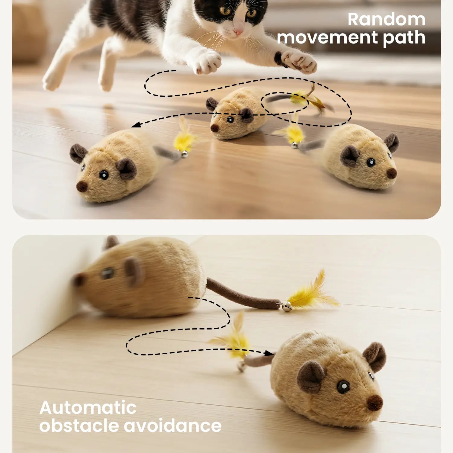 Exciting USB Rechargeable Cat Toy - Random Movement Mouse for Indoor Fun (Adapter Not Included)