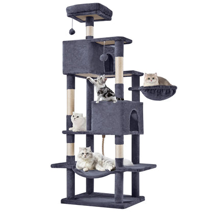 Deluxe 66-Inch Cat Tree Tower - Multi-Level Indoor Playground with Scratching Post, Cozy Condo, Climbing Ladder & Plush Toy for Happy Cats