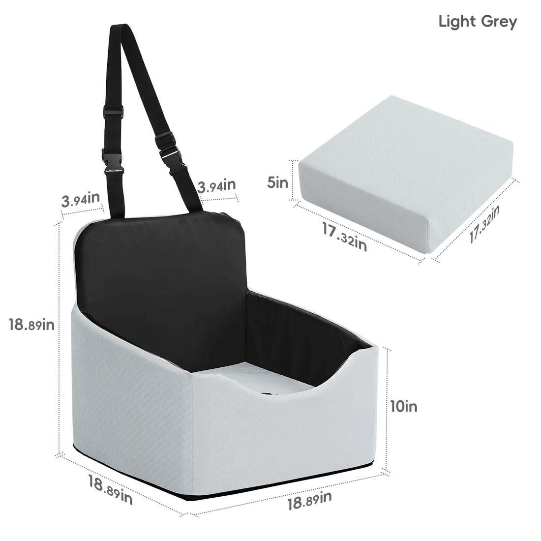 VALUXE Waterproof Dog Car Booster Seat - All-Season Enclosed Design with Seat Belt Straps for Safe Pet Travel