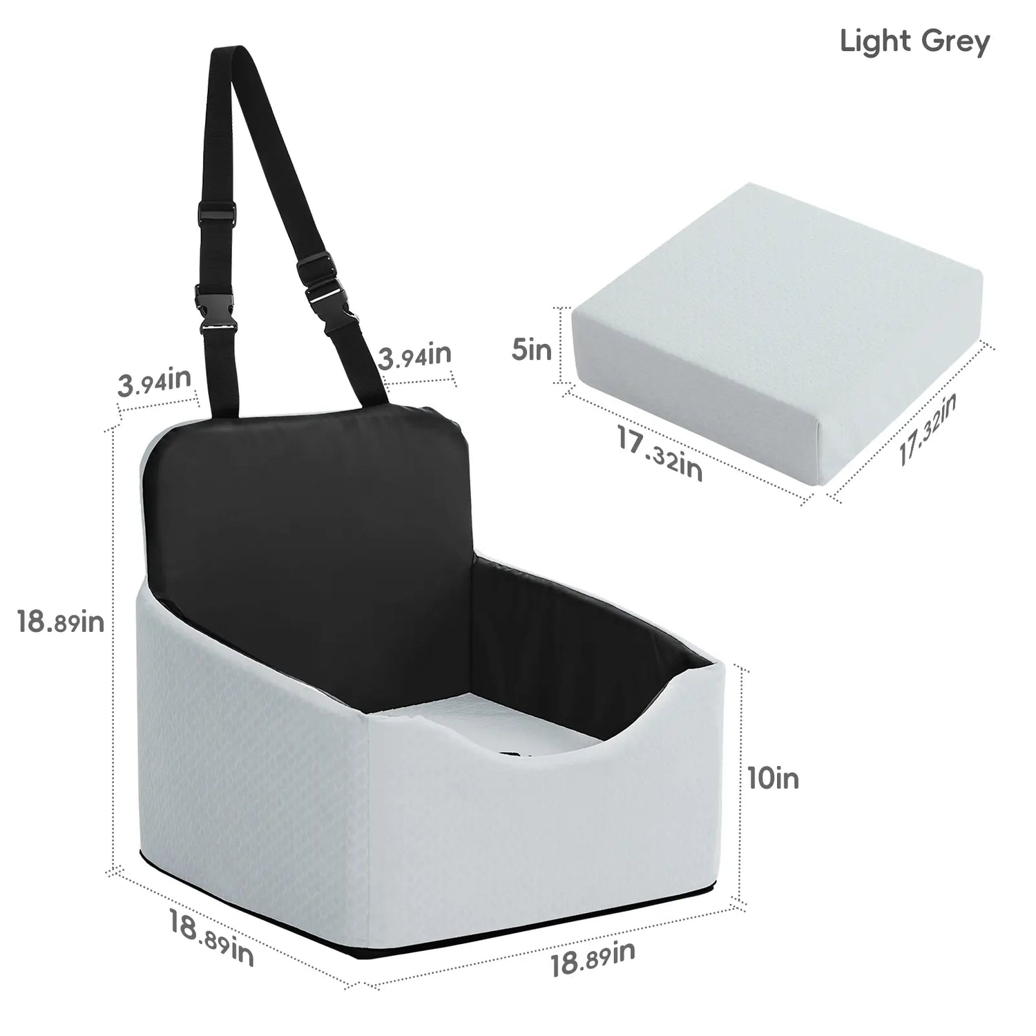 VALUXE Waterproof Dog Car Booster Seat - All-Season Enclosed Design with Seat Belt Straps for Safe Pet Travel