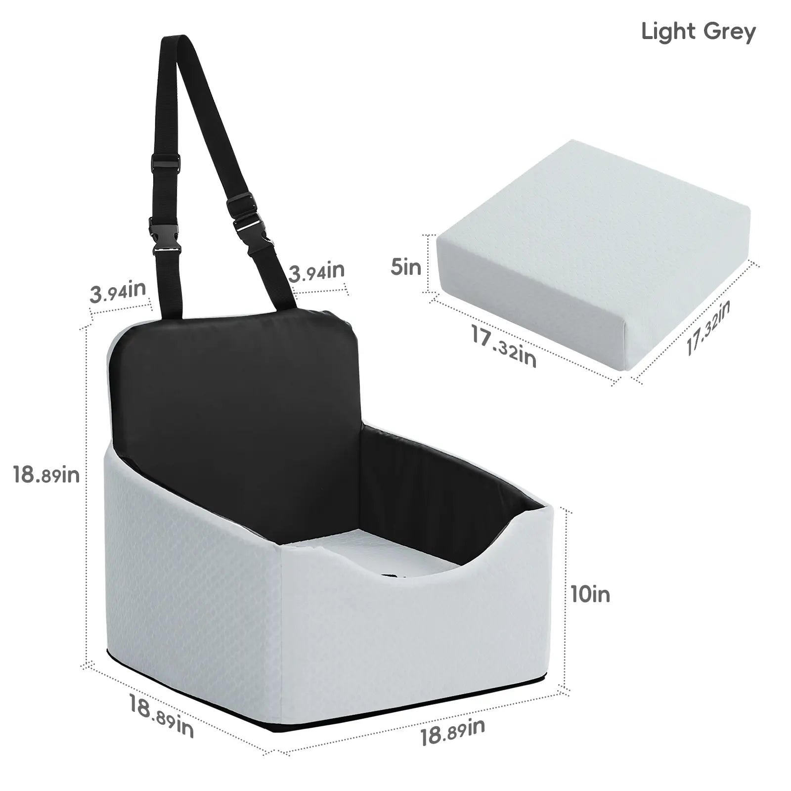 VALUXE Waterproof Dog Car Booster Seat - All-Season Enclosed Design with Seat Belt Straps for Safe Pet Travel