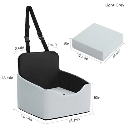VALUXE Waterproof Dog Car Booster Seat - All-Season Enclosed Design with Seat Belt Straps for Safe Pet Travel