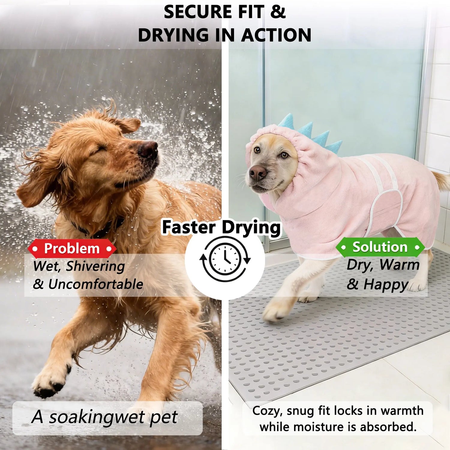 Adorable Dinosaur Dog Bathrobe - Quick-Dry, Super-Absorbent Towel Robe with Adjustable Straps for All Sizes!