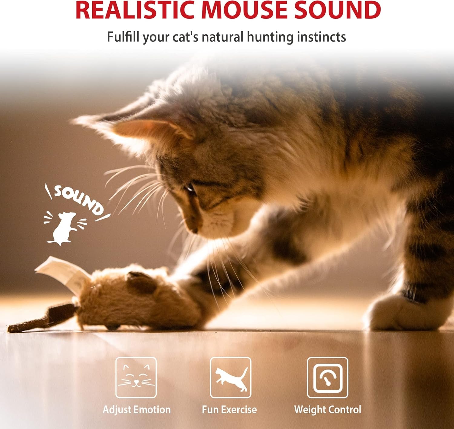Exciting Interactive Cat Toy Mouse - Automatic Moving Squeaky Toy with Furry Tail for Indoor/Outdoor Fun!