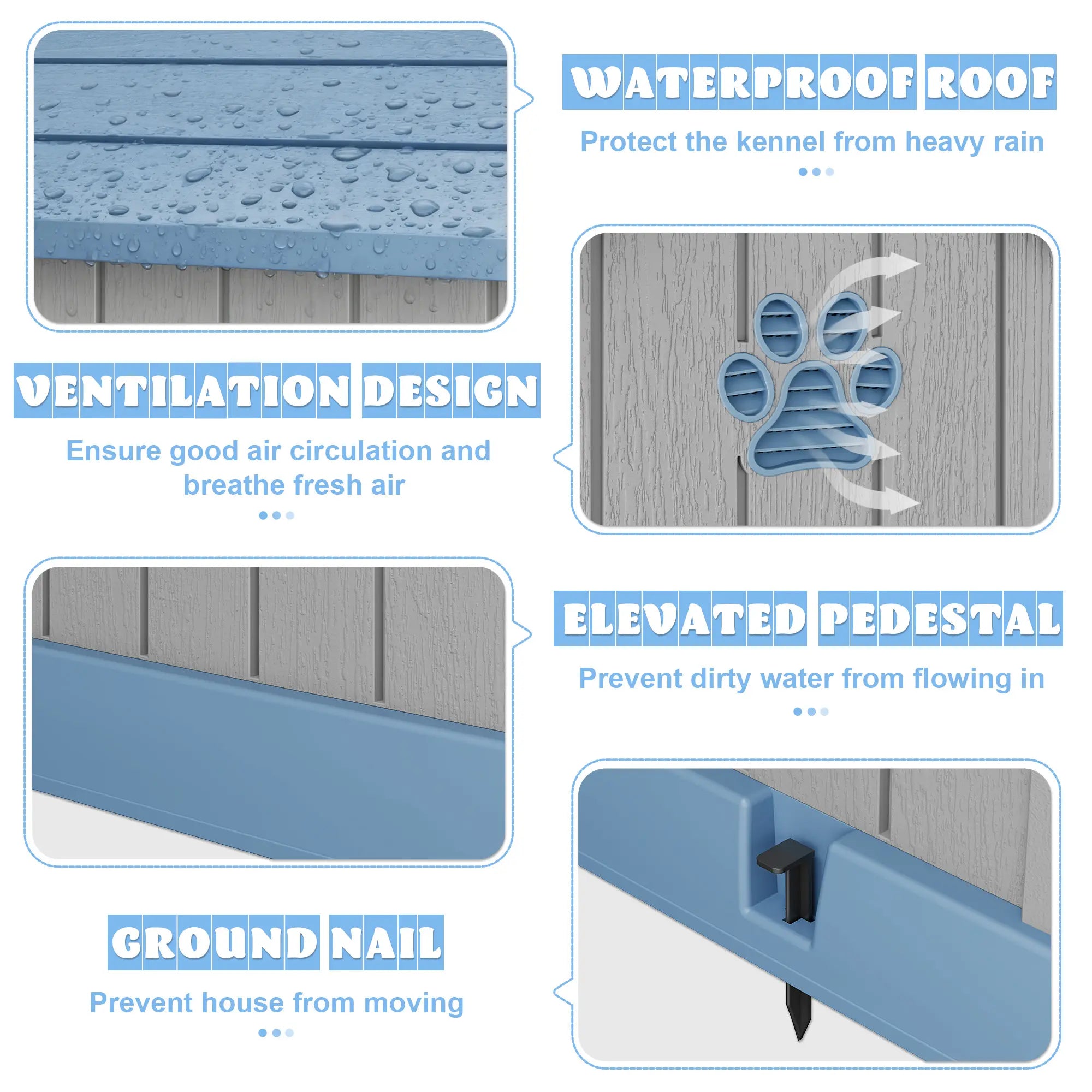 Durable Waterproof Dog House for All Sizes - Easy Clean, UV Resistant, Elevated with Air Vents &amp; Drainage Holes