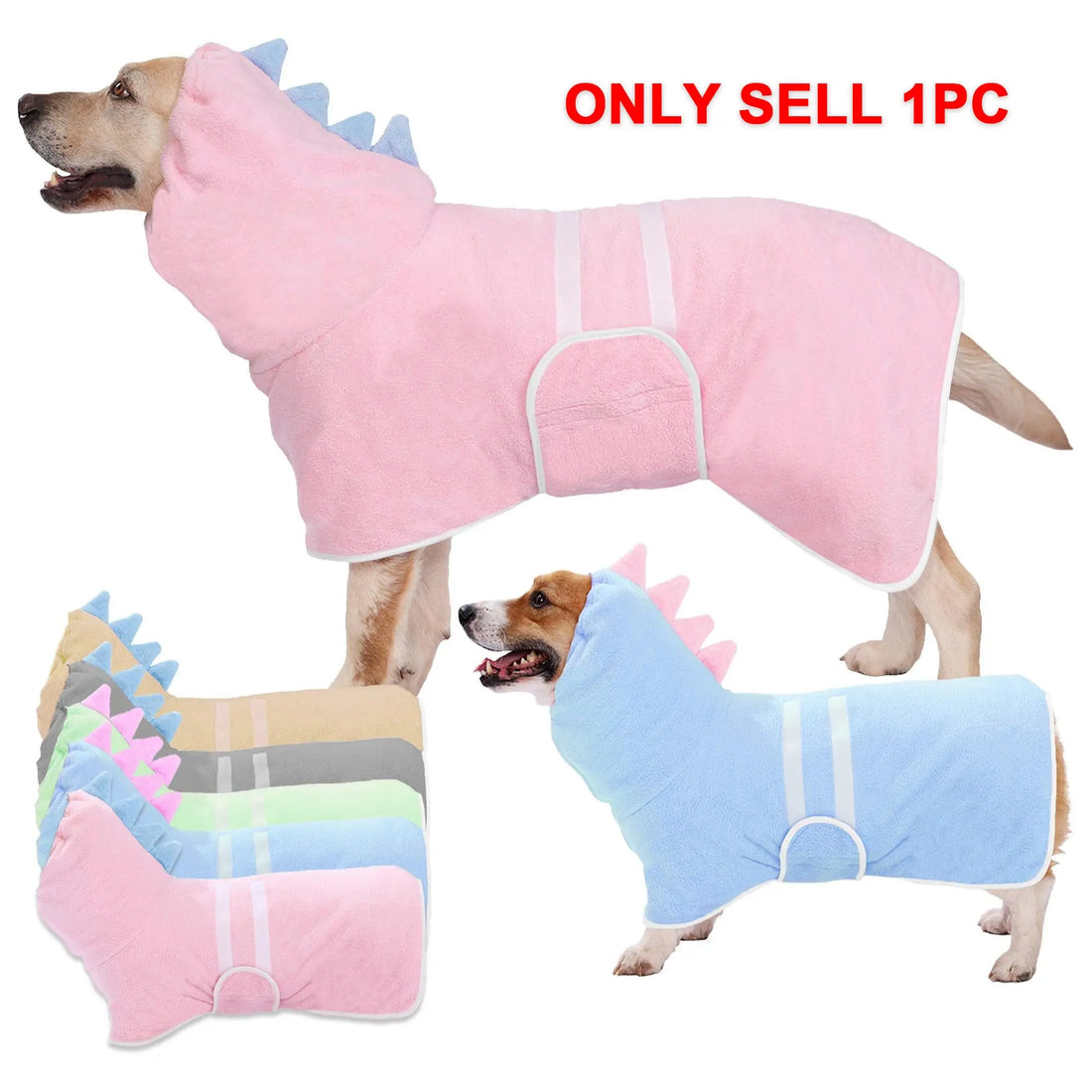 Adorable Dinosaur Dog Bathrobe - Quick-Dry, Super-Absorbent Towel Robe with Adjustable Straps for All Sizes!