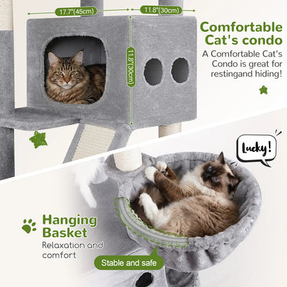 Ultimate 83-Inch Heavy Duty Cat Tower for Big Cats - Sturdy Multi-Cat Condo with Scratching Boards, Perfect for Maine Coons!