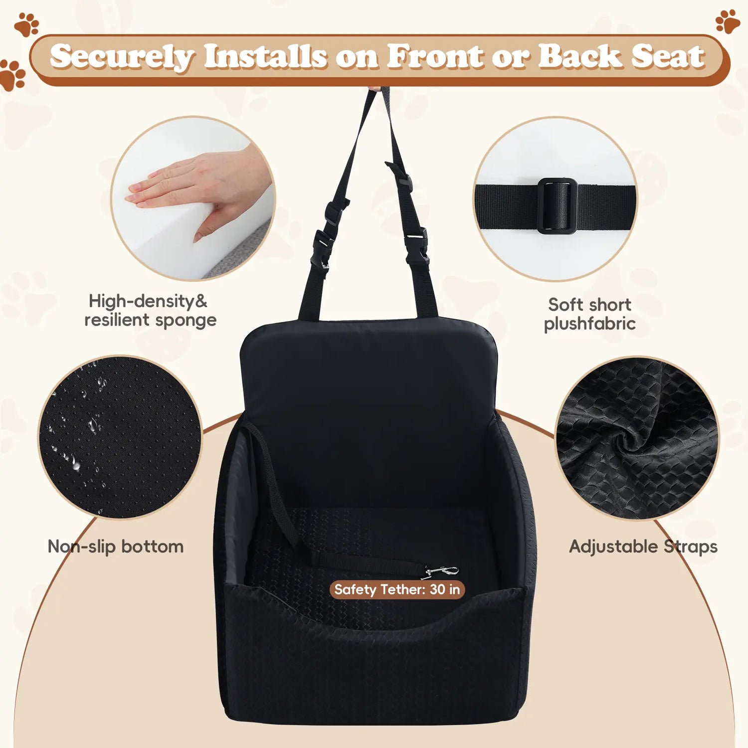 reversible dog car seat for small pets