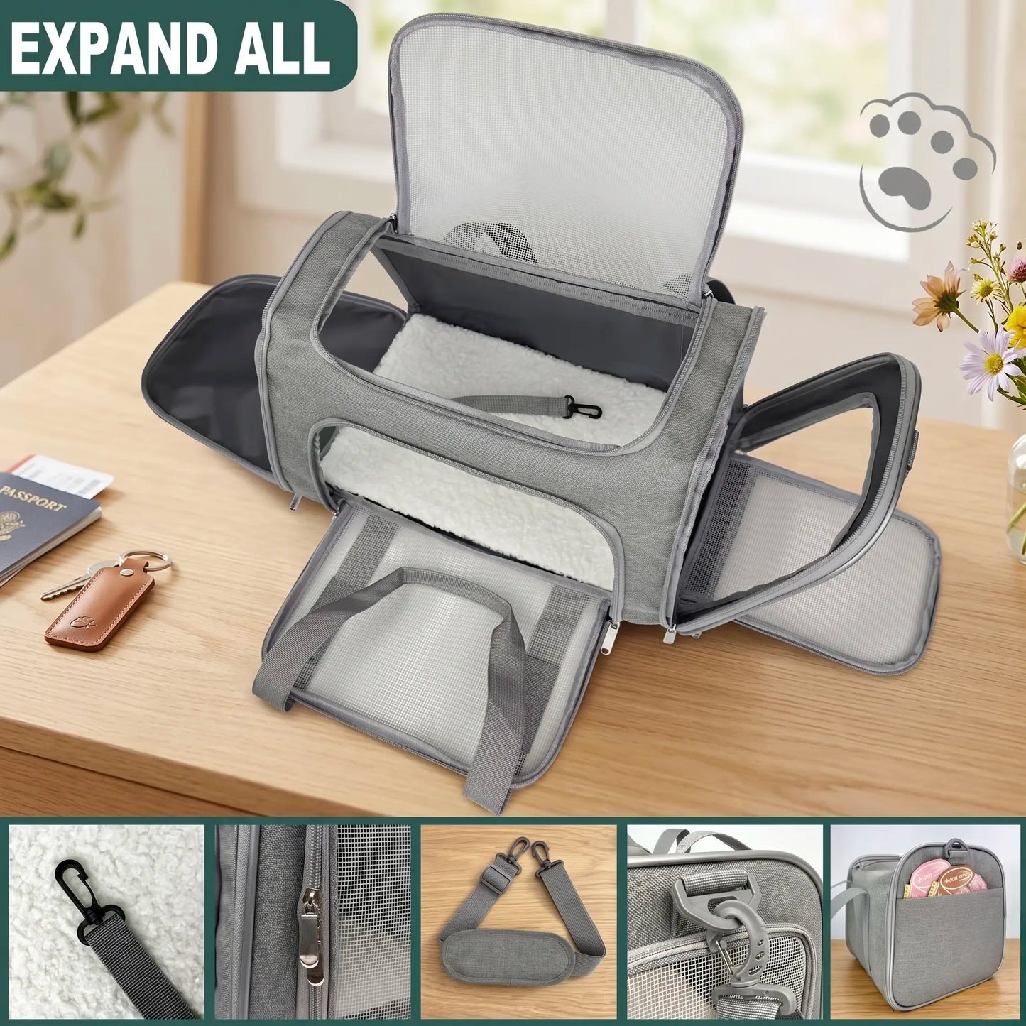 Premium Portable Pet Carrier Bag for Large Cats & Small Dogs - Airline-Approved, Breathable Mesh, Foldable Travel Case for Outdoor, Car & Airplane Use
