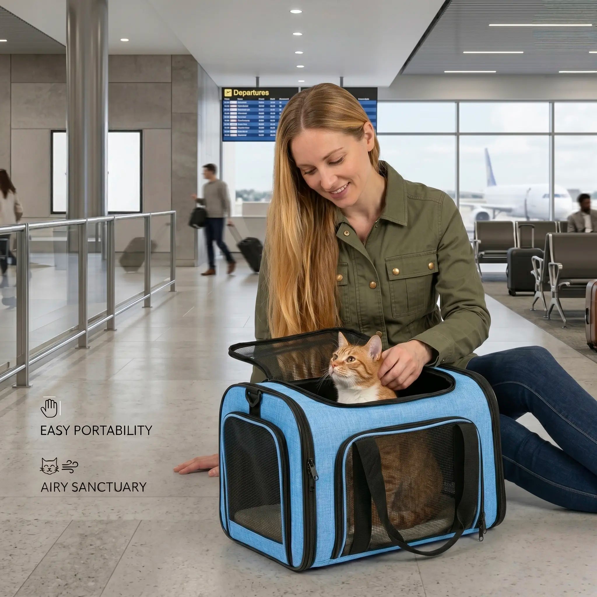 premium portable pet carrier for large cats small dogs