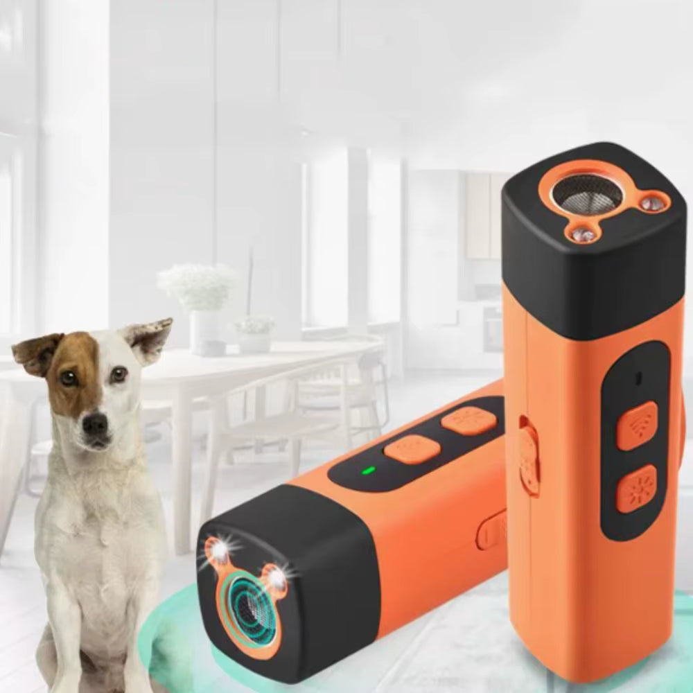 Rechargeable Ultrasonic Dog Repeller with Remote Control &amp; LED Flashlight – Effective Anti-Barking Training Device