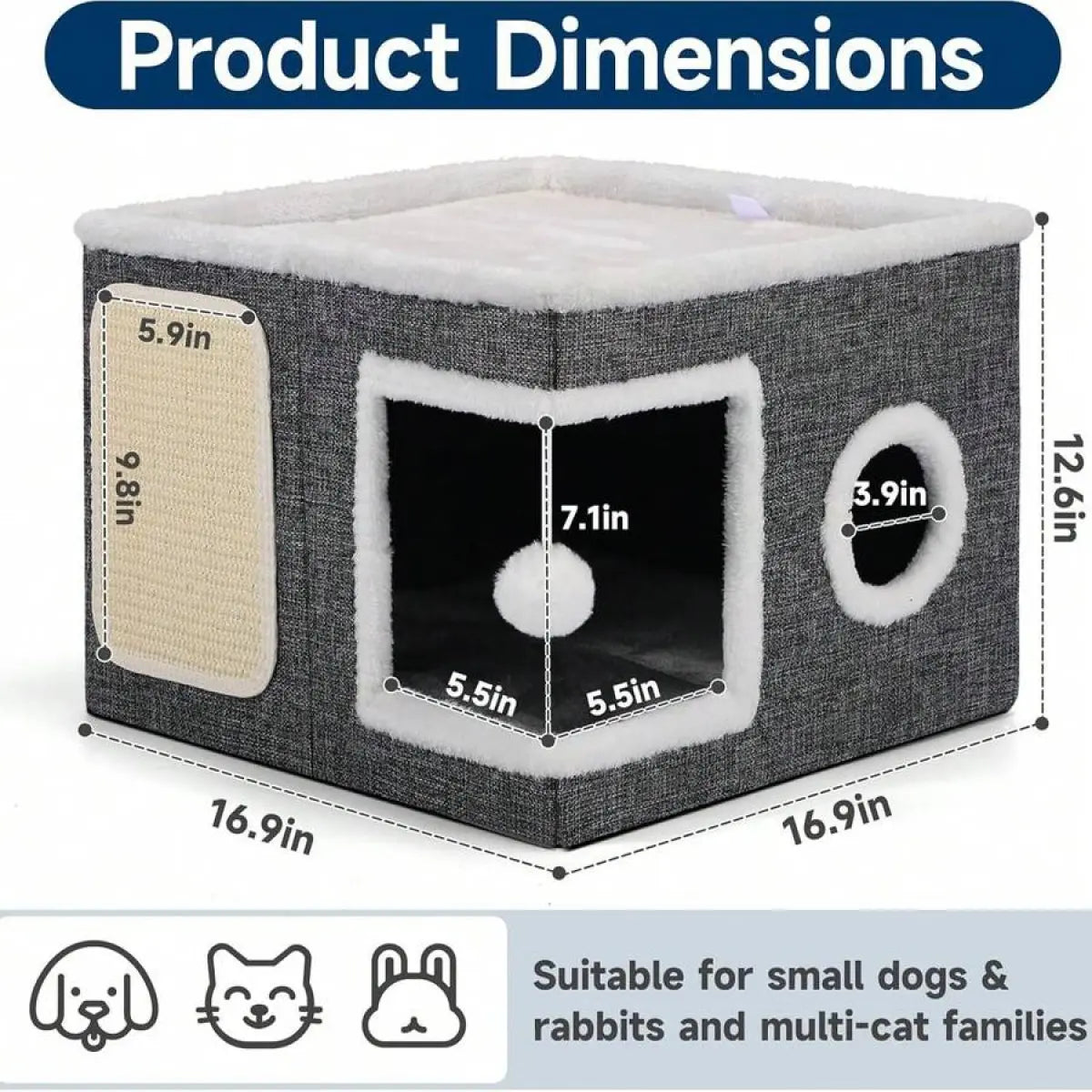 cozy indoor cat bed with fluffy balls