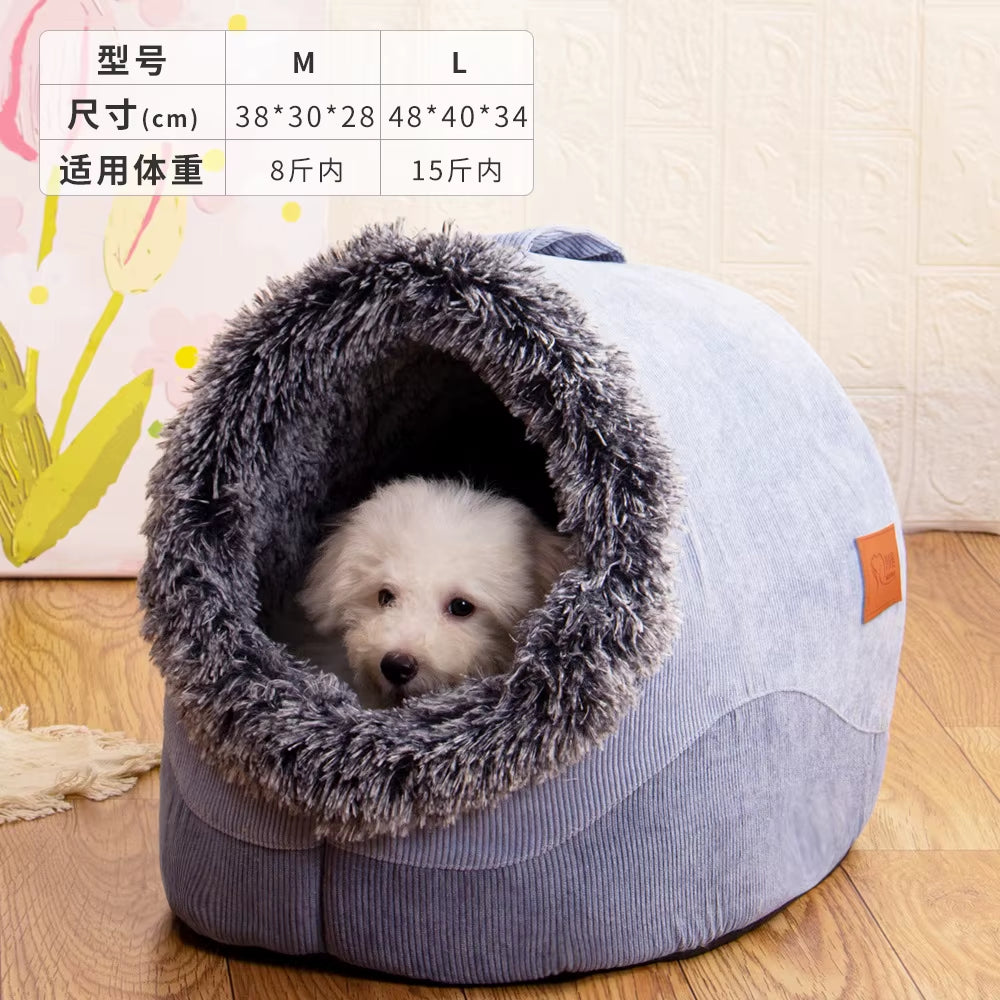Cozy Self-Warming Winter Dog Bed &amp; Cat Sleeping Tent - Perfect Indoor Nest for Small to Medium Pets