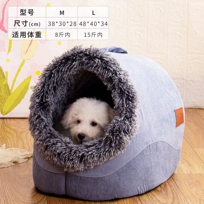 Cozy Self-Warming Winter Dog Bed & Cat Sleeping Tent - Perfect Indoor Nest for Small to Medium Pets