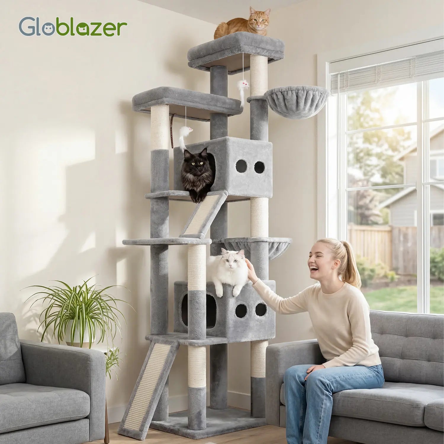 Ultimate 83-Inch Heavy Duty Cat Tower for Big Cats - Sturdy Multi-Cat Condo with Scratching Boards, Perfect for Maine Coons!