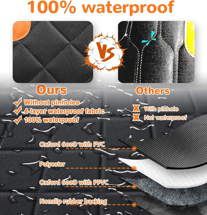 Premium Waterproof Dog Car Seat Cover - Scratchproof Hammock with 4 Storage Bags & Non-Slip Backseat Protector for Cars, Trucks & SUVs - Easy to Clean & Install!