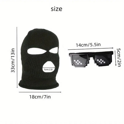 2Pcs/Set Interesting Dog Warm Hat and Pet Dress up Glasses - Autumn and Winter Pet Head Cover, Pet Windproof Mask, Dog Head Decoration Hat