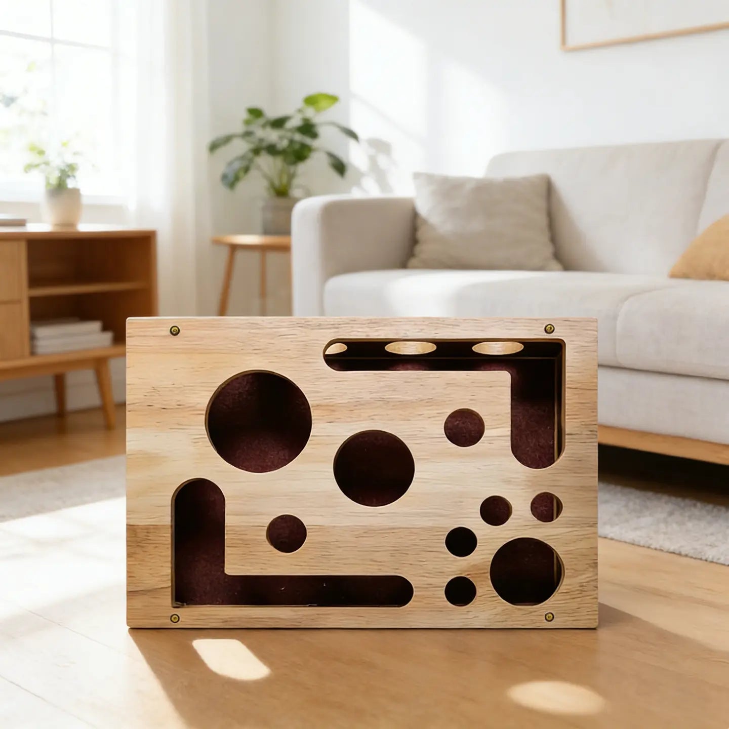 Stress-Free Cat Nail File Enrichment Box - Puzzle Design with Sandpaper for Indoor Cats