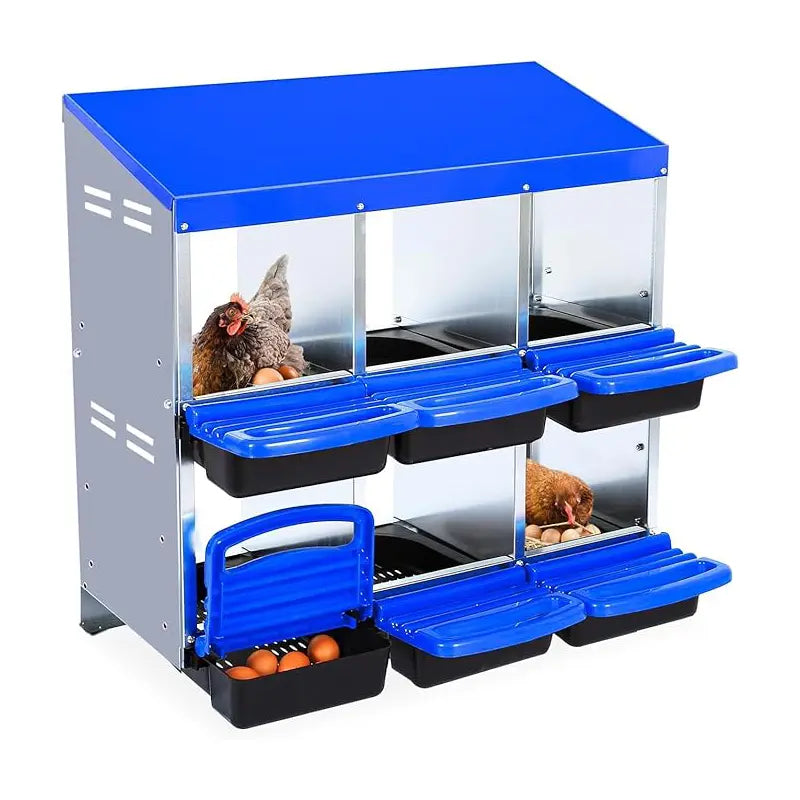 GARVEE Premium 6/8/10-Hole Chicken Nesting Box - Metal Coop with Roll Away Design for Easy Egg Collection & Ventilation, Perfect for Hens, Ducks & Chickens