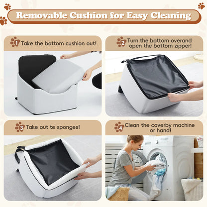 VALUXE Waterproof Dog Car Booster Seat - All-Season Enclosed Design with Seat Belt Straps for Safe Pet Travel